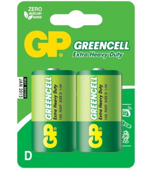 GP Batteries GP13G - C2 Greencell Primary D Standard Zinc Batteries Carded 2